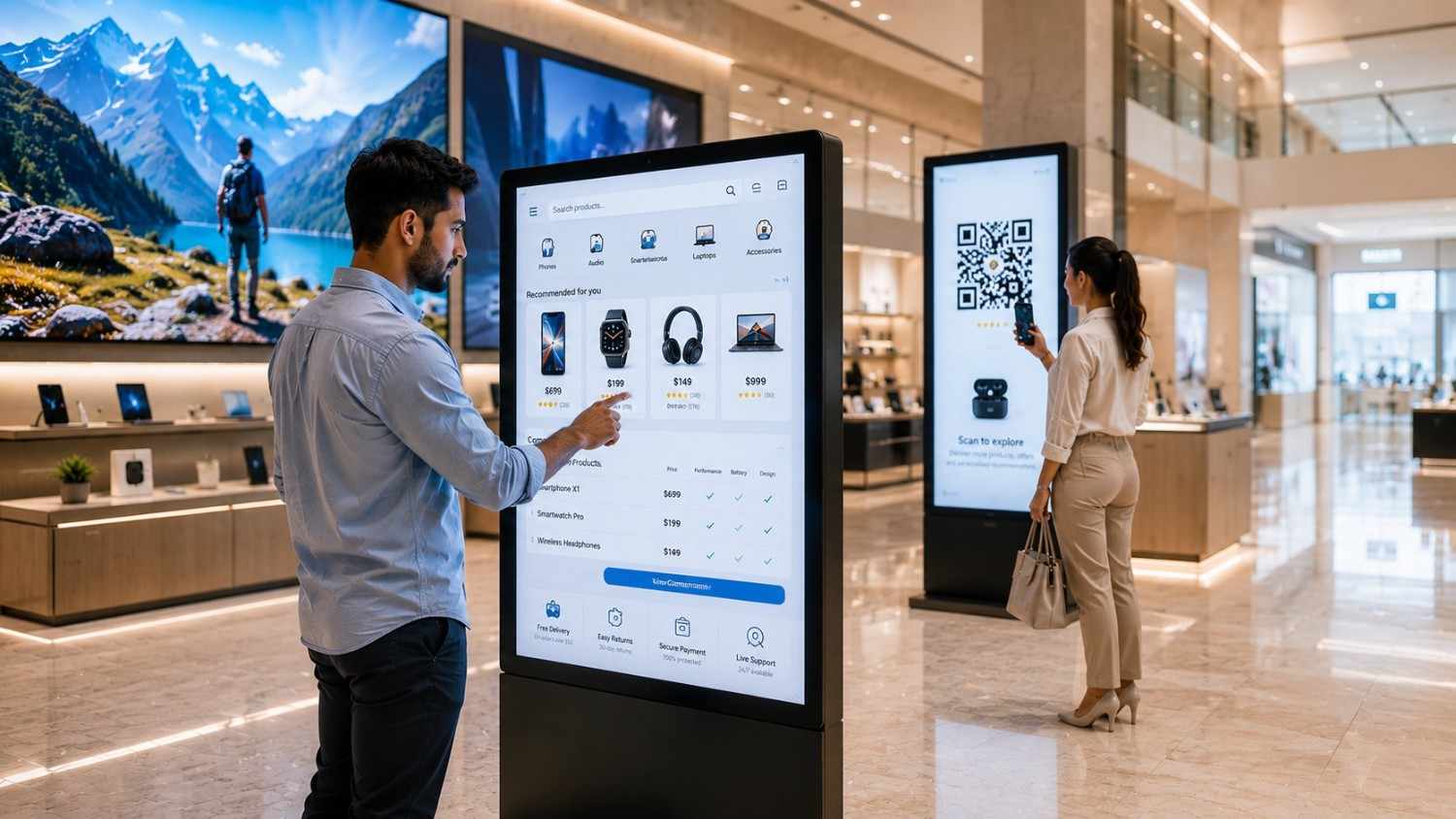 Customer using digital information display