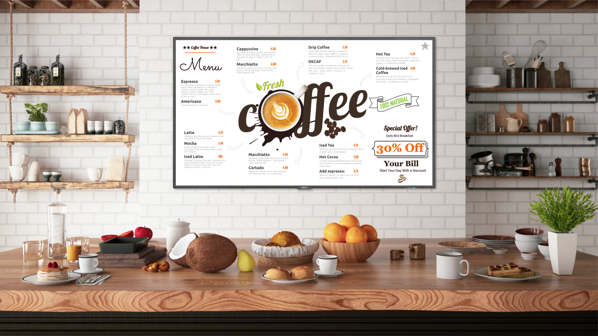 Digital display replacing printed promotional materials