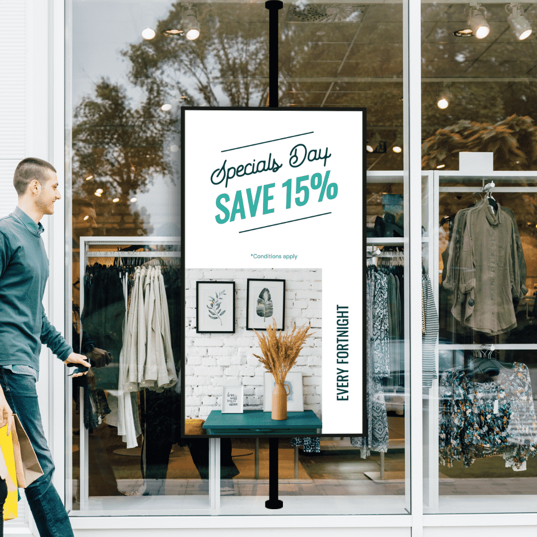 Large digital display attracting customer attention
